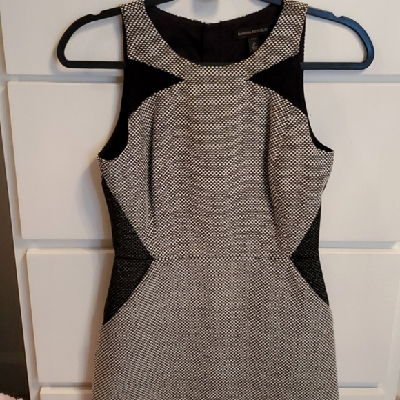 NWOT Banana Republic Tweed Sleeveless Black & Gray Fully Lined Dress - Picture 7 of 16